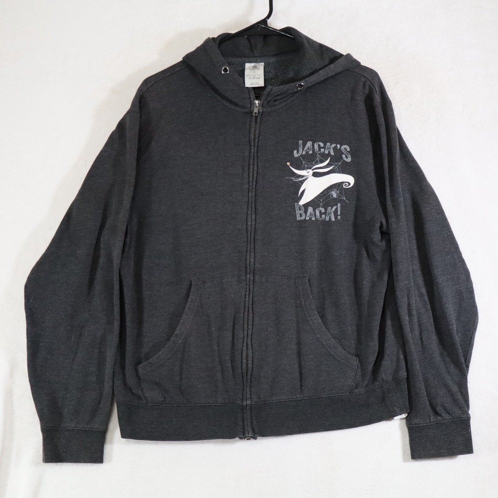 Disney Men's M Jack Skellington Hoodie "Jack's Back!" Zip Up Nightmare Before